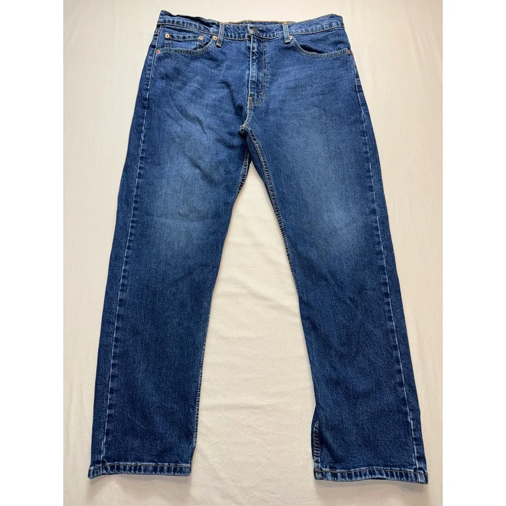 Levis 505 Regular Fit‎ Straight Leg Jeans Mens 38x30 Blue Denim Stretch 540196